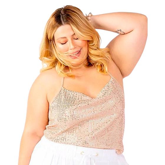 Imagem de Top Cropped Com Brilho Plus Size, Top Cropped Festa