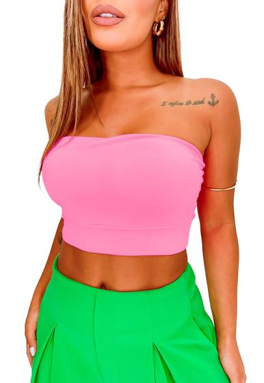 Imagem de Top Cropped Suplex Lycra Faixa Com Bojo Blusa Sem Alça