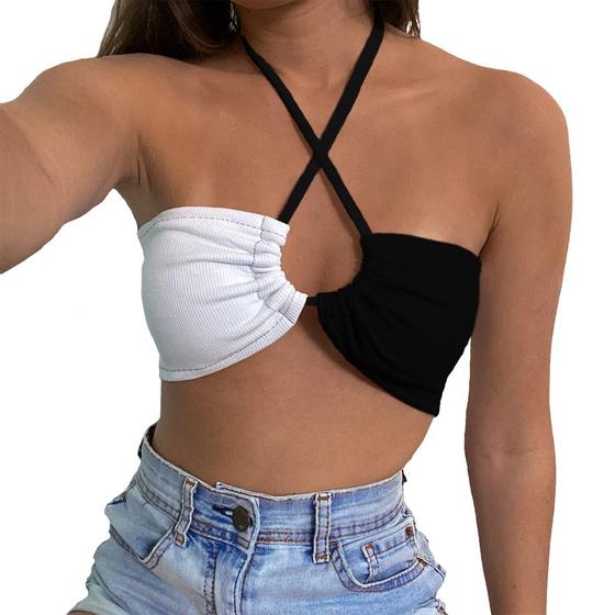 Imagem de Top faixa Cropped multi-formas de amarração blusa feminina