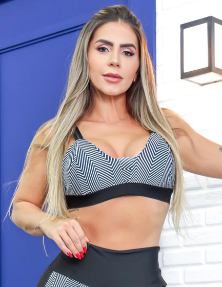 Imagem de Top Feminino para Academia Estampado com Bojo Removível e Alças Reguláveis - Fitmoda 