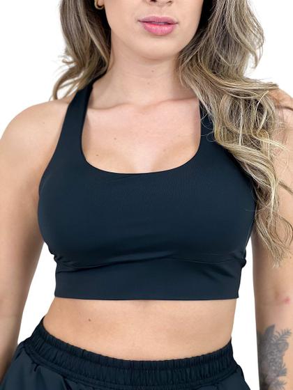 Imagem de Top Fitness Black com bojo e Proteção UV50+ - Preto