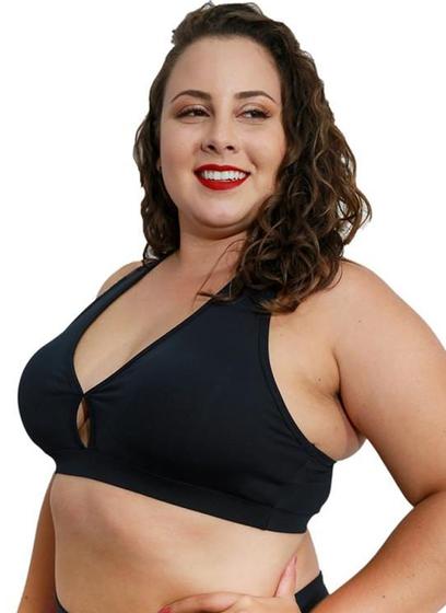 Imagem de Top Fitness Nadador Feminino Plus Size Com Bojo Esportivo Roupa de Academia Suplex Alta Sustentação