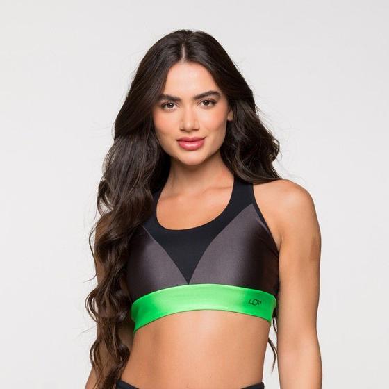 Imagem de Top Fitness Poliamida com Detalhe Verde e Chumbo Roma