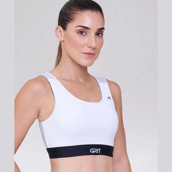 Imagem de Top grit reto bossa c/bolso ajustavel branco /cinza