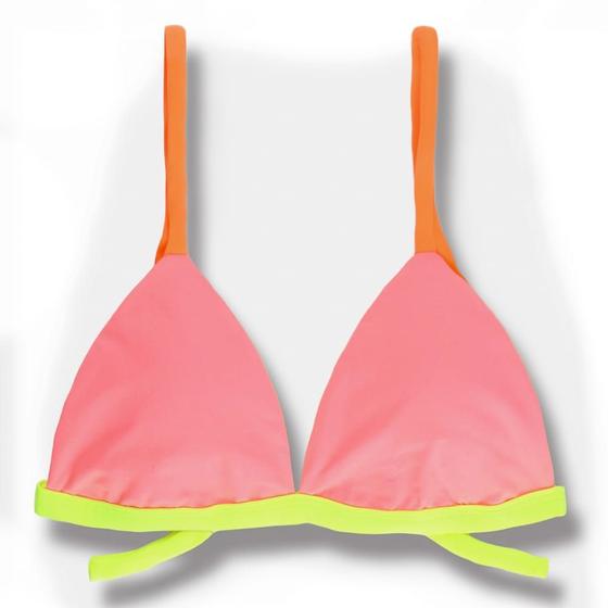 Imagem de Top Jade Lollipop  Cortininha Triângulo Fixo  Estilo Sutiã com Amarração nas Costas  Alças com Regulagem  Bojo Removível  Biquíni Liso cor Rêsseg