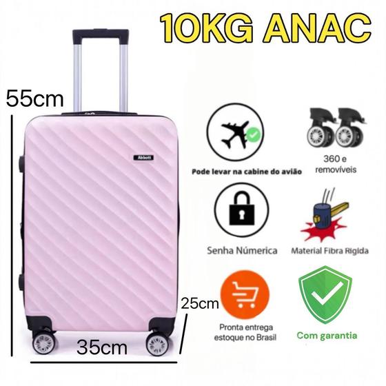 Imagem de Top Mala De Viagem Bordo 10 KG 55x35x25 Resistente Rodinhas 360 Removíveis Abs Anti Fibra Subir no cabine de avião