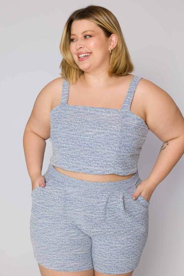 Imagem de Top Plus Size Tweed Azul femino Cess