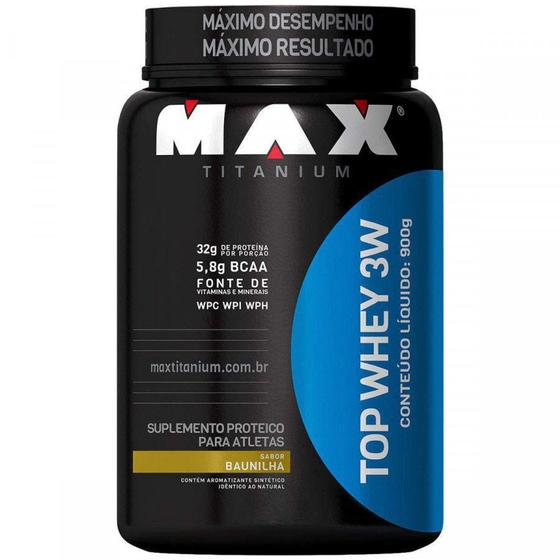 Top Whey 3W Baunilha 900Gr Max Titanium Menor preço em Top Whey 3W Baunilha 900Gr Max Titanium