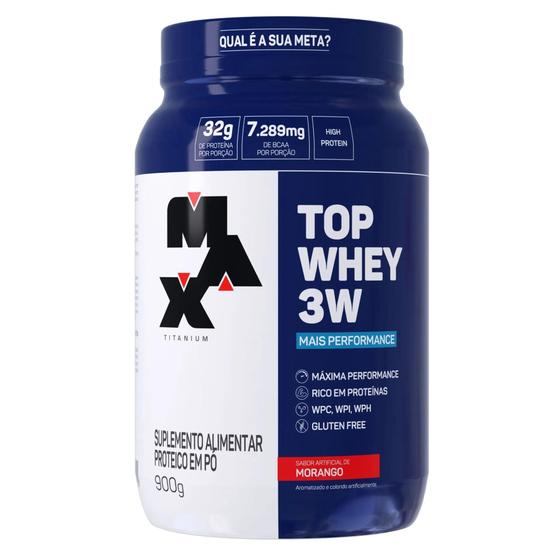 Imagem de Top Whey 3W Mais Performance Max Titanium 900G Morango