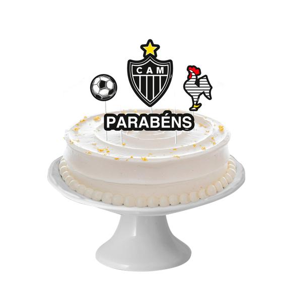 Imagem de Topo de bolo 4pçs Decoração Atlético Mineiro Festa Aniversár