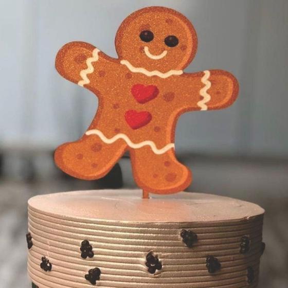 Imagem de Topo de Bolo Biscoito Natal Glitter Sonho Fino - Rizzo