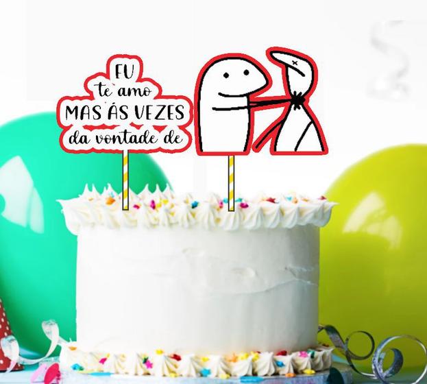 Imagem de Topo De Bolo Flork Meme Bento Cake Topper te amo as vezes