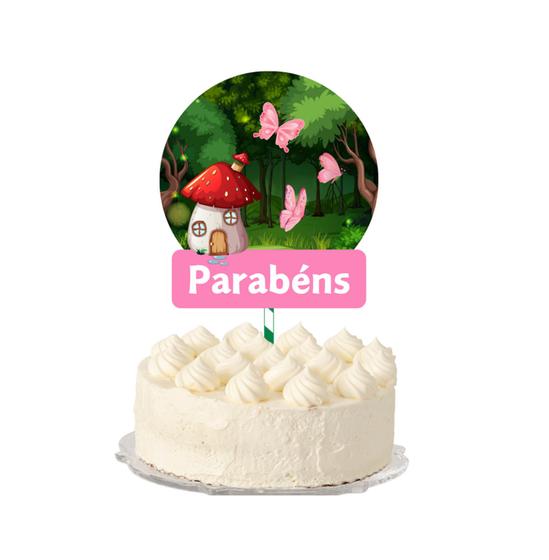 Topo de Bolo Jardim Encantado Personalizado - Folia de Cores Imagem de Topo de Bolo Jardim Encantado Personalizado