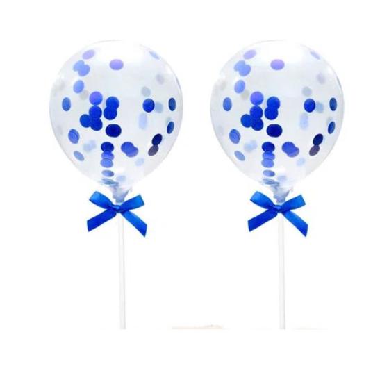 Imagem de Topo De Bolo Kit Com 02 Bexigas Com Enfeites De Confete