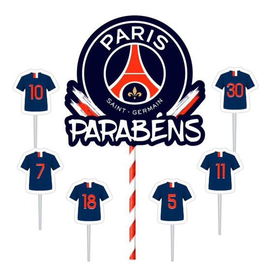 Topo Topper Bolo Psg Futebol Festa Aniversário Em EVA Decoração Paris Saint Germain Neymar Messi Topo Topper Bolo Psg Futebol Festa Aniversário Em EVA Decoração Paris Saint Germain Neymar Messi