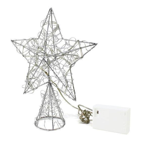 Imagem de Topper de árvore de Natal CVHOMEDECO Silver Wire Twine Star