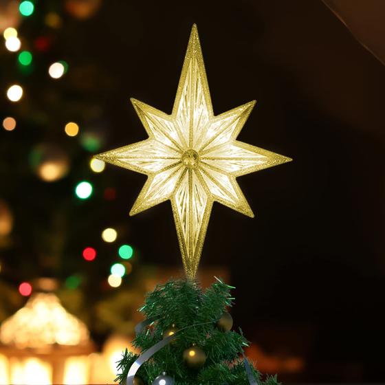 Imagem de Topper de árvore de Natal LAMPHOME Bethlehem Star 16 luzes LED