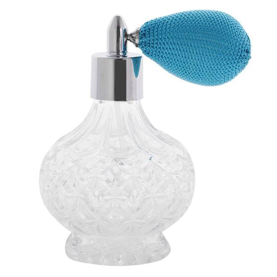 Imagem de Topxome 100ml Mulheres Vintage Perfume Frasco Curto Spray Atomizador Recarregável Vidro Vazio Ferramenta de Maquiagem (Azul)