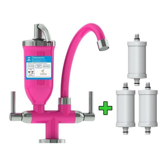 Imagem de Torneira Abs Filtro Cozinha Rosa Bancada 2168 C70 + 3 Refil Rosa