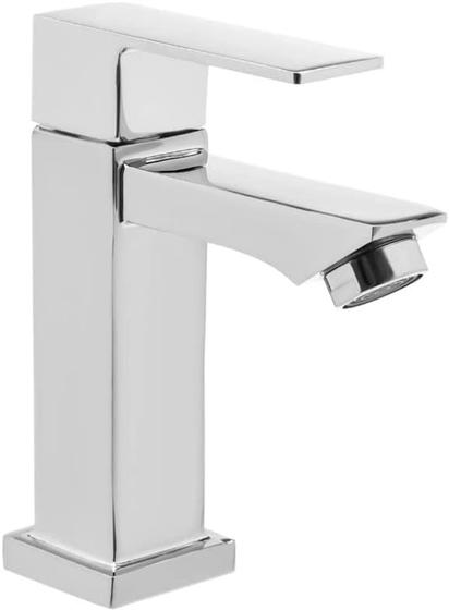Imagem de Torneira Alta Monocomando Luxo Inox Cromada Bancada Banheiro Elegância Cromada