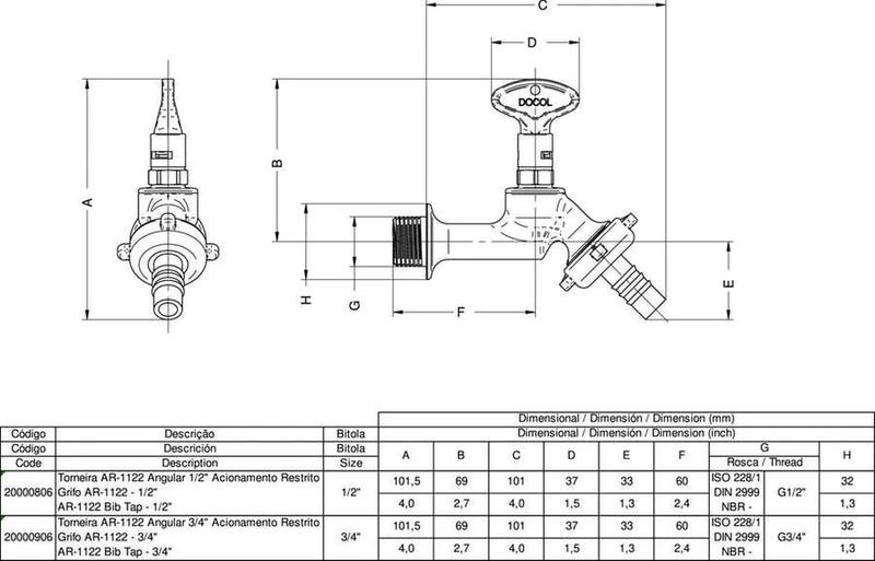 Imagem de Torneira Angular de Acionamento Restrito 1/2" e 3/4"