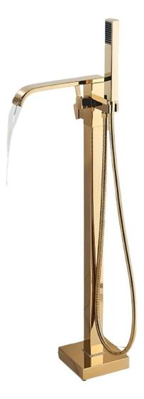 Imagem de Torneira Banheira Dourado Brilhante Modelo Quadrada Elegante
