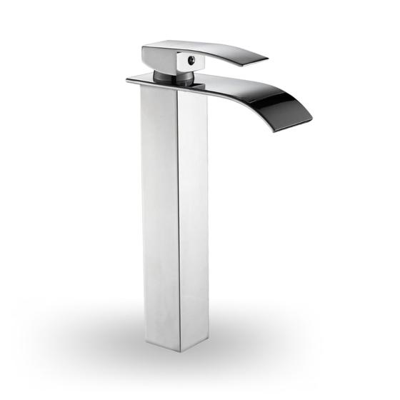 Imagem de Torneira Banheiro Cascata Alta Misturador Monocomando, Lavabo, Premium, Luxo, Metal, Aço Inox, Cromada, Cuba, Pia, Alto Padrão