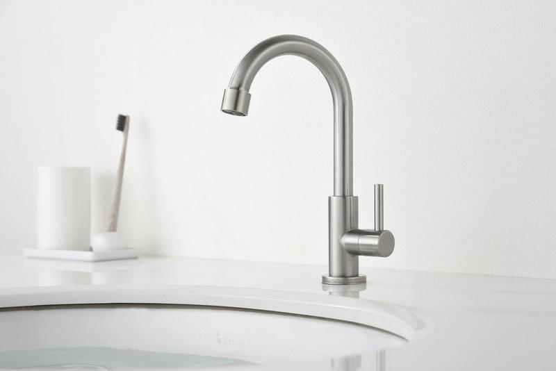 Torneira Banheiro Inox Giratória Mesa Curta NOX04 Doan