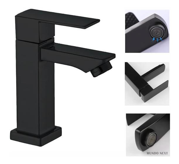 Torneira Banheiro Lavabo Luxo Metal Preta Black Bica Baixa Menor preço em Torneira Banheiro Lavabo Luxo Metal Preta Black Bica Baixa