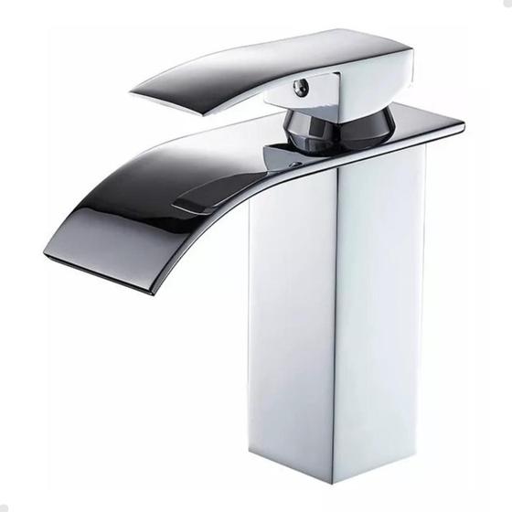 Imagem de Torneira Banheiro Lavabo Misturador Monocomando Cascata Bica Baixa Cromada