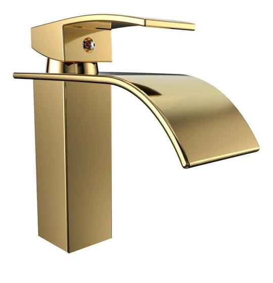 Imagem de Torneira Banheiro Monocomando Cascata Bica Baixa Dourada - DeckCasa