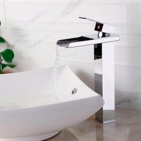 Imagem de Torneira Banheiro Monocomando Cascata Calha Alta Cromada