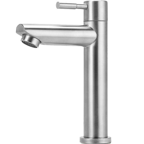 Imagem de Torneira Banheiro Premium Lavabo Pia Lavatório Alto Padrão Luxo Aço Inox 304 1/4 de Volta (Prata)