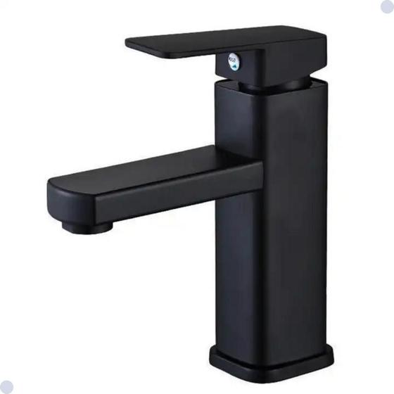 Imagem de Torneira banheiro quadrada misturador monocomando lavabo bica baixa black preto