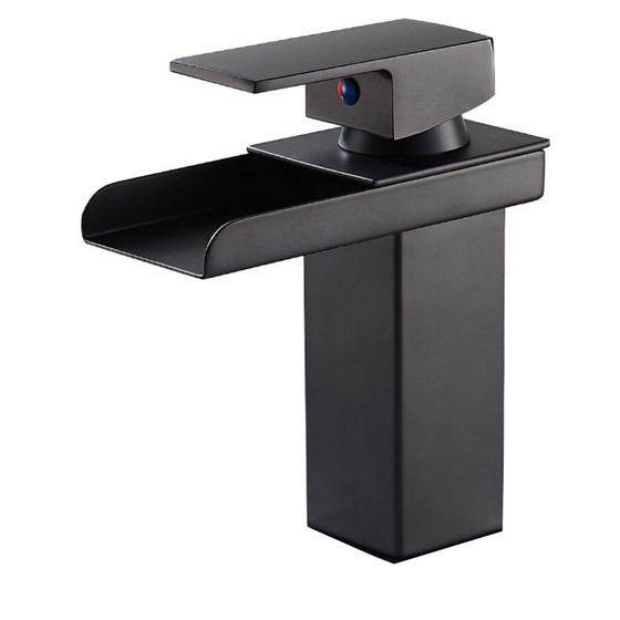 Imagem de Torneira Cascata Banheiro Monocomando Lavabo Preto Fosco