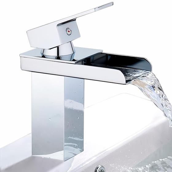 Imagem de Torneira Cascata Banheiro Monocomando Lavabo Quente E Fria