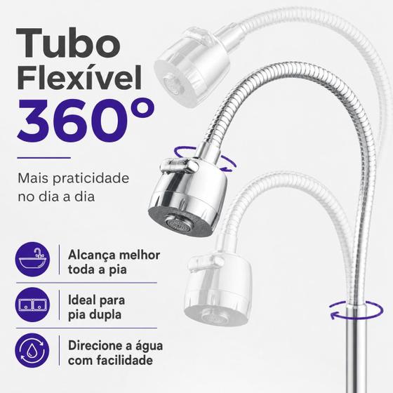 Torneira Com Filtro Cozinha Parede Gourmet Bica Móvel Flexível Cromada - Dazie Metais
