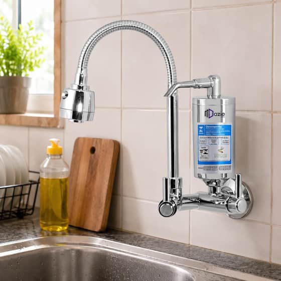 Torneira Com Filtro Cozinha Parede Gourmet Bica Móvel Flexível Cromada - Dazie Metais
