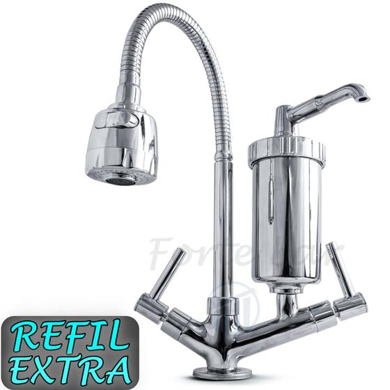Torneira com Filtro de Cozinha Gourmet Bancada 2 refil extra Menor preço em Torneira com Filtro de Cozinha Gourmet Bancada 2 refil extra