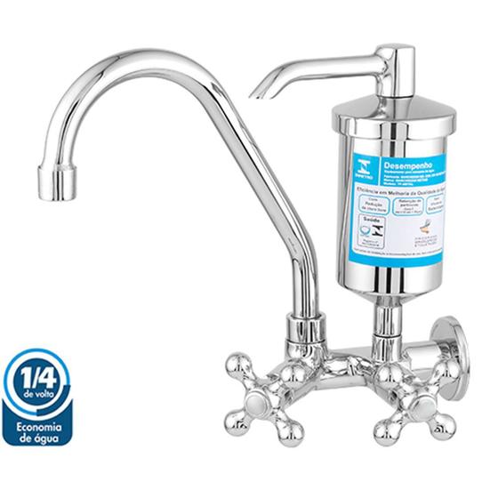 Torneira Com Filtro Em Metal De Parede Bica Móvel 1/4 De Volta C52 Linha Plus Menor preço em Torneira Com Filtro Em Metal De Parede Bica Móvel 1/4 De Volta C52 Linha Plus