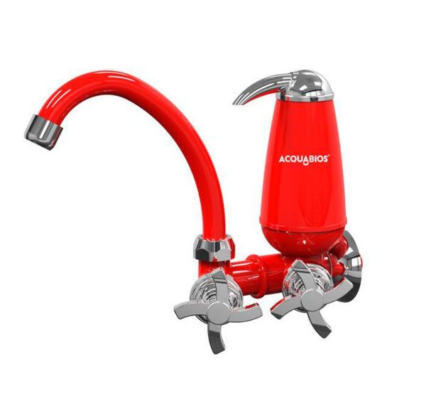 Torneira com Filtro para Cozinha Acquabios - de Parede Color Vermelha Menor preço em Torneira com Filtro para Cozinha Acquabios - de Parede Color Vermelha