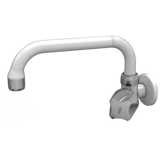 Imagem de Torneira Cozinha De Parede Bica Móvel Horizontal Búzios Luxo Branco/Cromado Com Bitola 1/2" - 3/4"