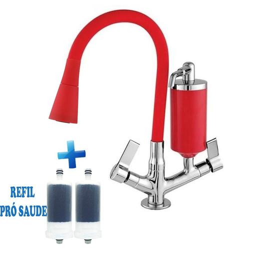 Imagem de Torneira Cozinha Filtro Bancada Flexível Jato Duplo Cone C-70 Safira Copo Color Varias Cores Cód. 2173