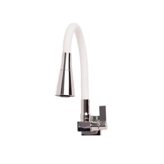 Torneira Cozinha Flexível Quadrada Parede Cone Branco/Cromo Menor preço em Torneira Cozinha Flexível Quadrada Parede Cone Branco/Cromo