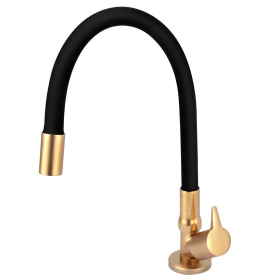 Imagem de Torneira Cozinha Gourmet Flexível Gold Black/Preto Mesa