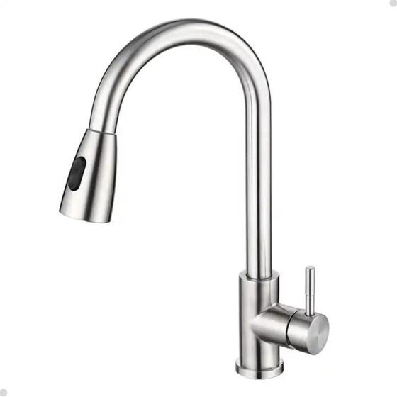 Imagem de Torneira cozinha gourmet monocomando extensível aço escovado