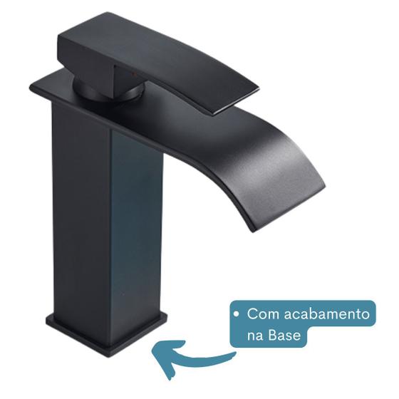 Torneira de Bancada Mesa Quadrada Monocomando Preta Bica Curva para Banheiro Lavabo Lavatorio Água Quente e Fria Menor preço em Torneira de Bancada Mesa Quadrada Monocomando Preta Bica Curva para Banheiro Lavabo Lavatorio Água Quente e Fria