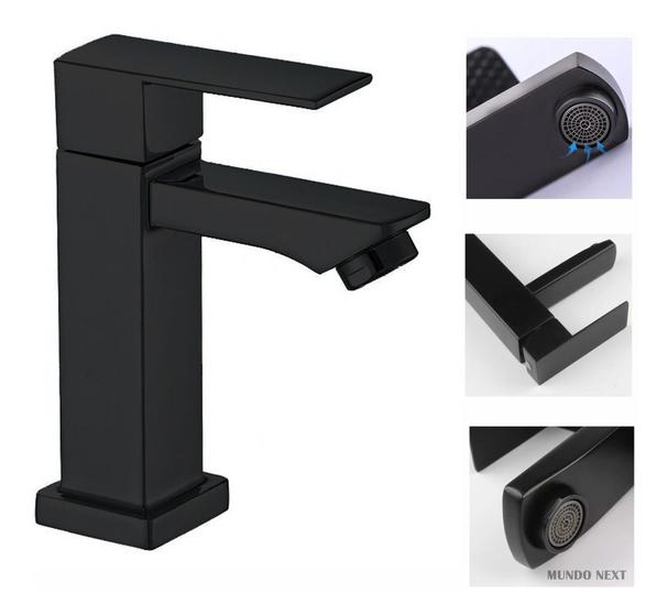 Imagem de Torneira De Banheiro Lavabo Luxo Metal Preta Black Curta