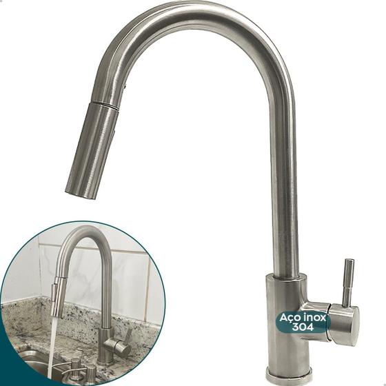Torneira De Cozinha Escovado Monocomando Misturador Pia Gourmet Bica Alta Quente Frio Bico Arejador Extensivel Flexível Bancada Ilha Aço Inox 304 Menor preço em Torneira De Cozinha Escovado Monocomando Misturador Pia Gourmet Bica Alta Quente Frio Bico Arejador Extensivel Flexível Bancada Ilha Aço Inox 304
