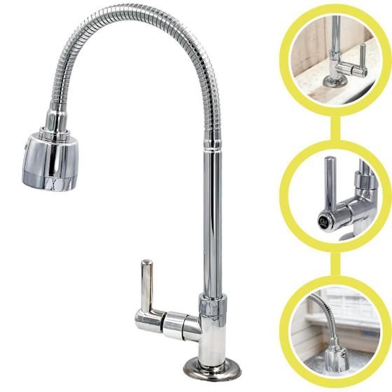 Imagem de Torneira de Cozinha Gourmet Bancada ABS 1/4 de Volta Arejador 2 Jatos